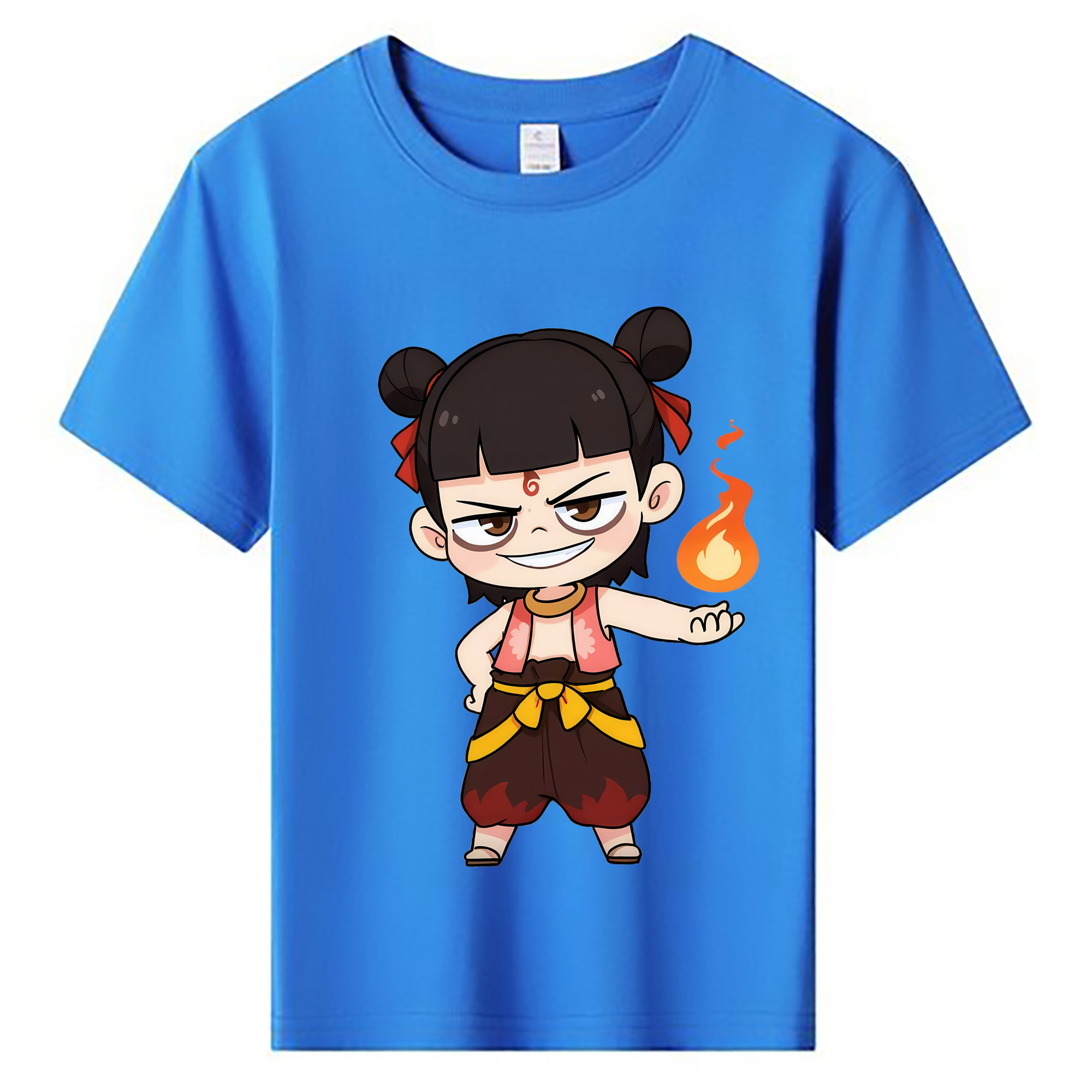 （画像用） Ne Zha 2 ナタ 魔童の大暴れ 綿100％キッズTシャツ（フロントプリント）